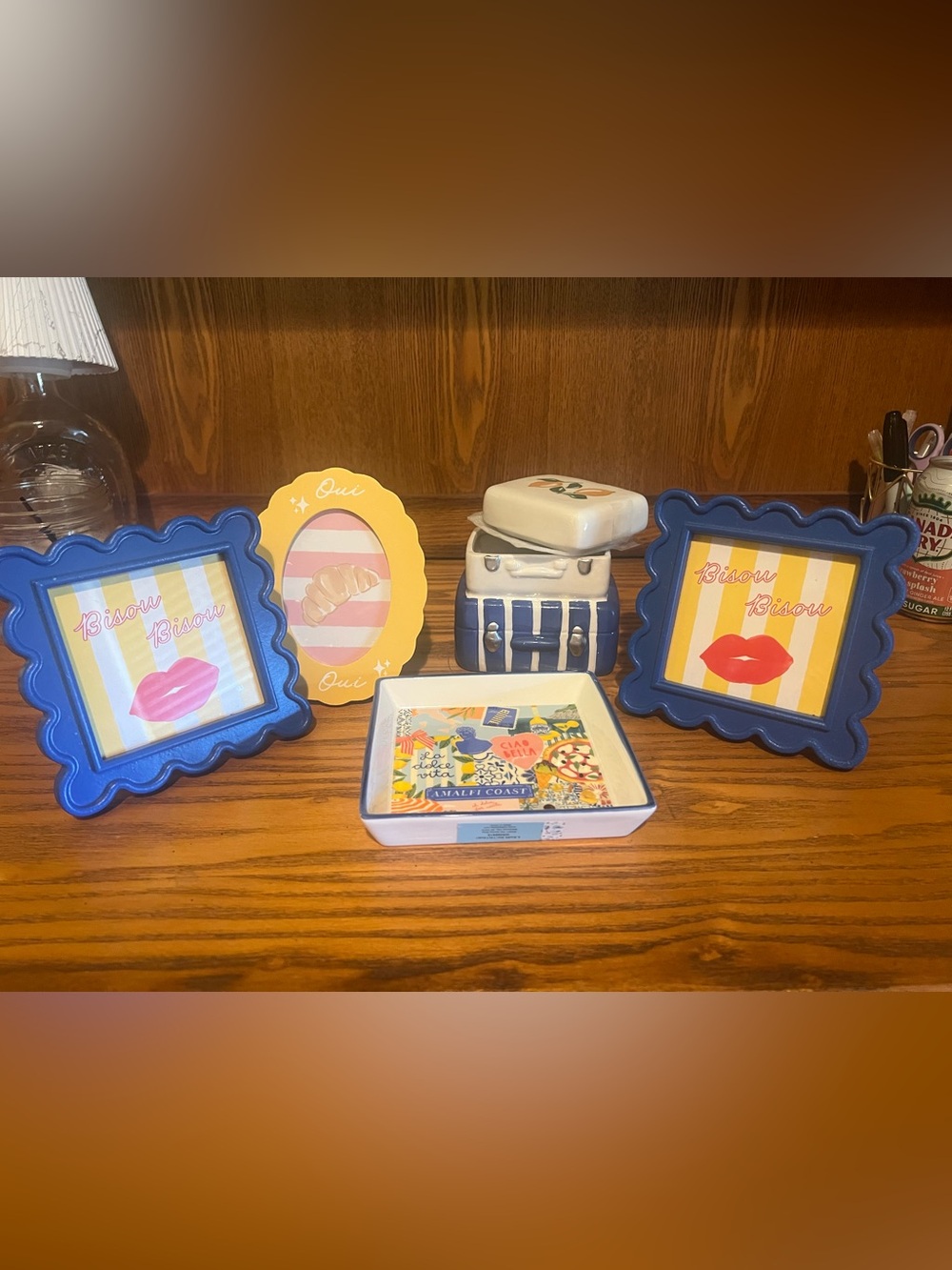 Home Accents Blue Scalloped Tabletop Photo Frame - Set Style